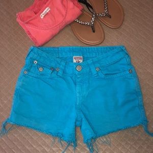 Girls True Religion Cut Off Shorts Size 12 in Teal